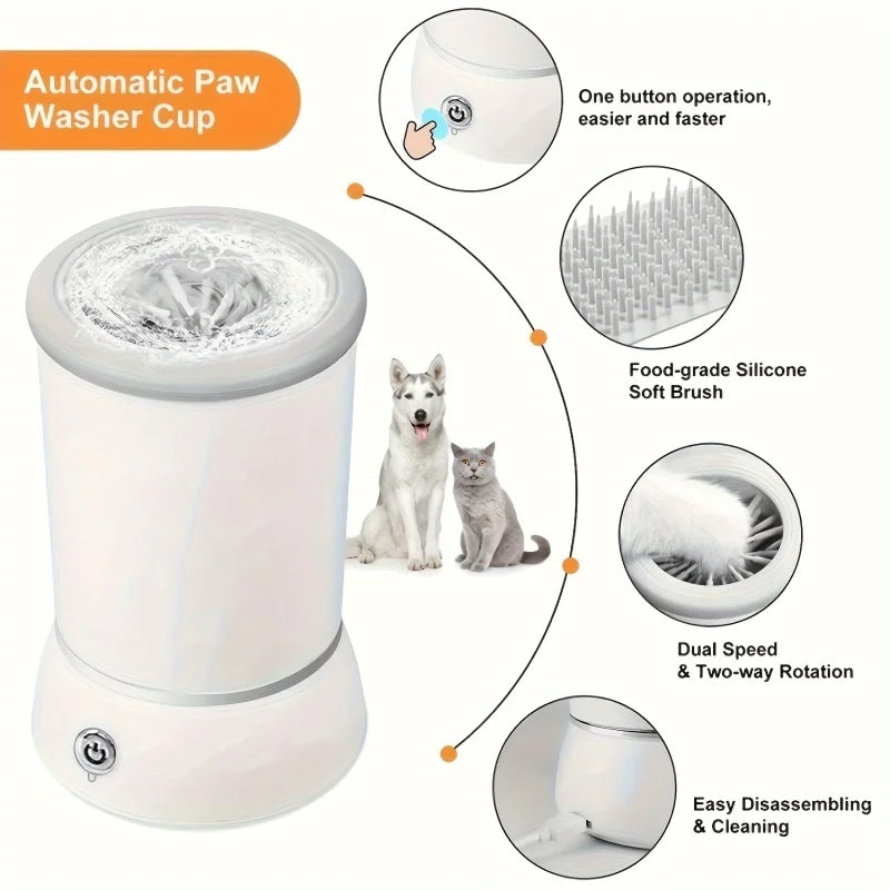 Automatic Electric Pet Paw Cleaner - Portable, Low Noise Foot Washing Cup for Dogs and Cats